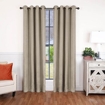SUPERIOR Faux Linen 2 pc Room Darkening Grommet Curtain Set