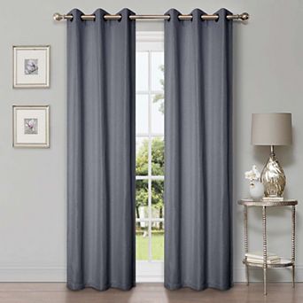 SUPERIOR Faux Linen 2 pc Room Darkening Grommet Curtain Set