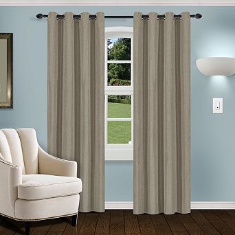 SUPERIOR Faux Linen 2 pc Room Darkening Grommet Curtain Set