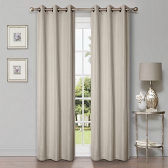 SUPERIOR Faux Linen 2 pc Room Darkening Grommet Curtain Set