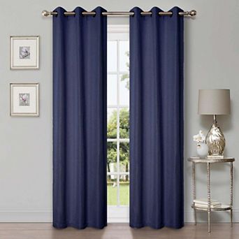 SUPERIOR Faux Linen 2 pc Room Darkening Grommet Curtain Set