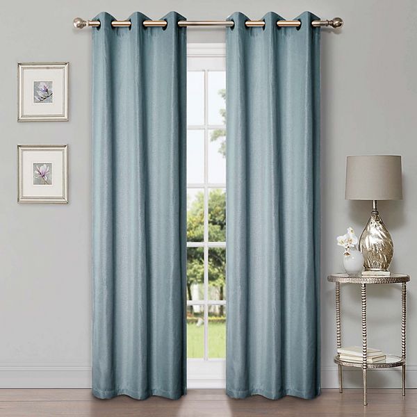 Superior Linen Blackout Curtains, Grommet Header, Set of 2, 52" x 108", Teal