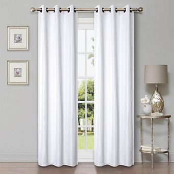 SUPERIOR Faux Linen 2 pc Room Darkening Grommet Curtain Set