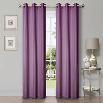 SUPERIOR Faux Linen 2 pc Room Darkening Grommet Curtain Set