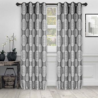 Superior Cordon Jacquard Set of 2 Grommet Top Window Curtain Panels