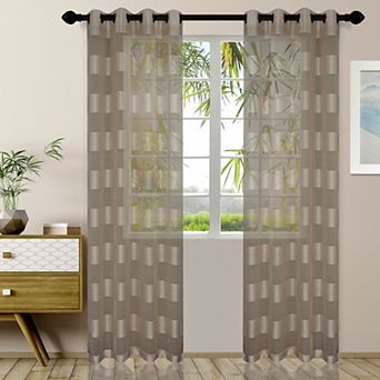 Superior Dalisto Rope Set of 2 Textured Sheer Window Curtain Panels
