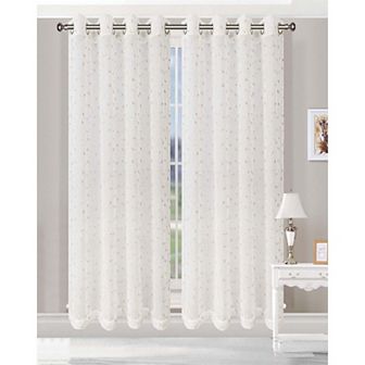 Superior Embroidered Pair of 2 Delicate Flower Sheer Grommet Window Curtain Panels