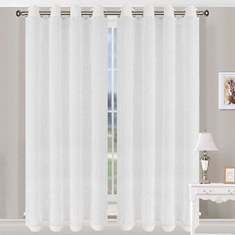 Superior Embroidered Pair of 2 Delicate Flower Sheer Grommet Window Curtain Panels