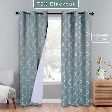 SUPERIOR Imperial Trellis 2-Pack Room Darkening Grommet Curtain Set