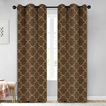 SUPERIOR Imperial Trellis 2-Pack Room Darkening Grommet Curtain Set