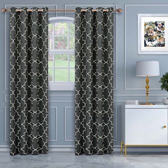 SUPERIOR Imperial Trellis 2-Pack Room Darkening Grommet Curtain Set