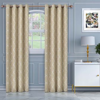 SUPERIOR Imperial Trellis 2-Pack Room Darkening Grommet Curtain Set