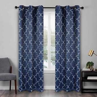 SUPERIOR Imperial Trellis 2-Pack Room Darkening Grommet Curtain Set