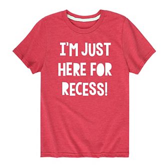 Boys 8-20 "I'm Just Here For Recess" Graphic Tee