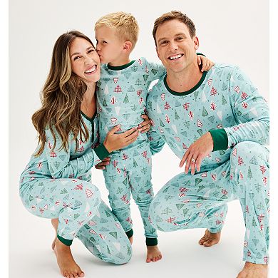 Men's LC Lauren Conrad Jammies For Your Families® Aqua Winter Tree Top & Bottoms Pajama Set
