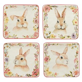 Certified International Easter Garden 4 pc Canape Plate Set