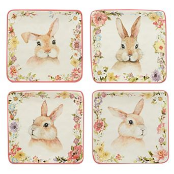 Certified International Easter Garden 4 pc Canape Plate Set