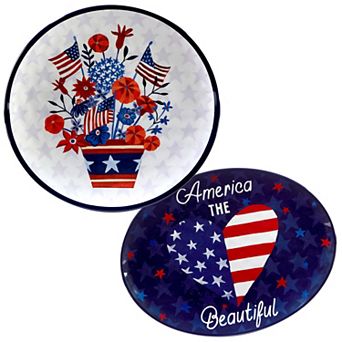 Certified International Stars & Stripe 2 pc Platter Set