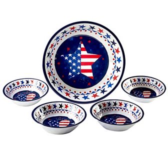 Certified International Stars & Strips 5 pc Salad Serve Set