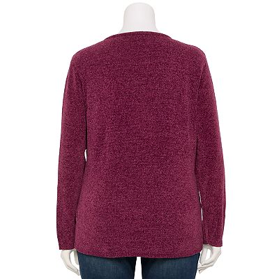 Plus Size Napa Valley V Neck Chenille Sweater