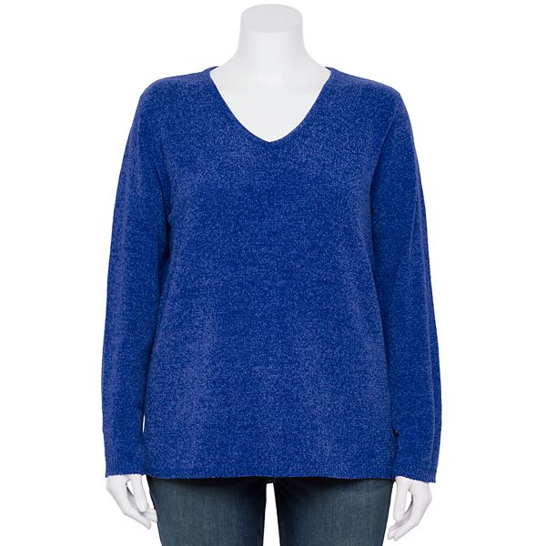 Plus Size Napa Valley V-neck Chenille Sweater