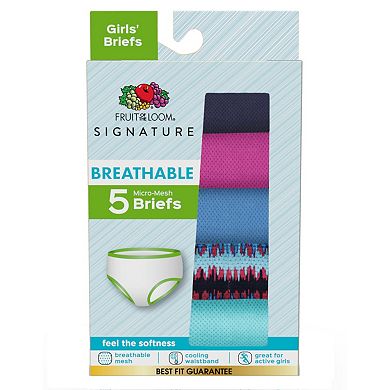 Girls 6-16 Fruit of the Loom 5-Pack Signature Breathable Briefs