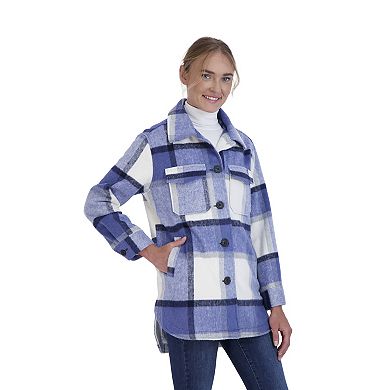 Juniors' Sebby Plaid Faux-Wool Shacket
