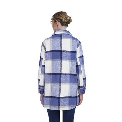 Juniors' Sebby Plaid Faux-Wool Shacket