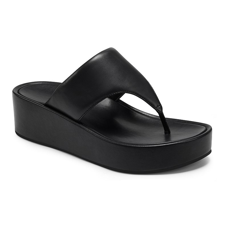 Aerosoles Delia Womens Wedge Thong Sandals, Size: 10, Black