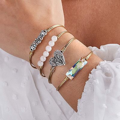 Luca Danni Crystal Angel Wing Heart Bangle Bracelet