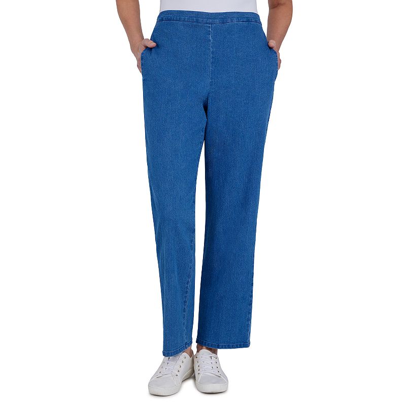Womens Alfred Dunner Pull-On Proportioned High-Waisted Straight-Leg Pants,