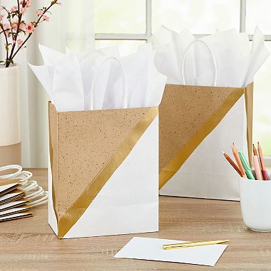 Hallmark 8-Count 9-in. Medium White & Kraft Paper Gift Bags