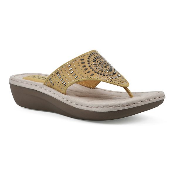 Cliffs By White Mountain Cienna Women's Thong Sandals - Marigold Fabric (6.5)