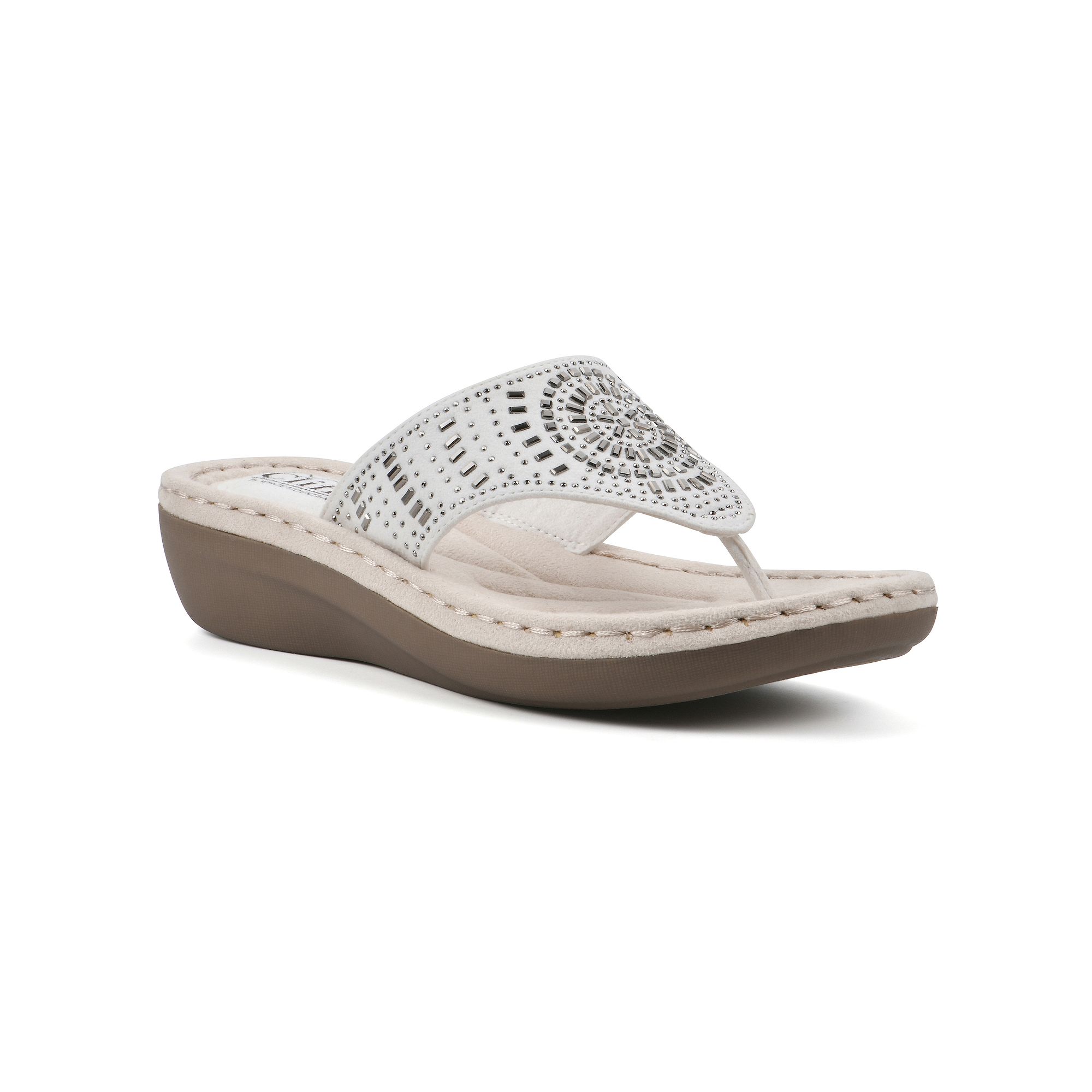 Cliffs By White Mountain Cienna Womens Thong Sandals, Size: 6 Wide, White 