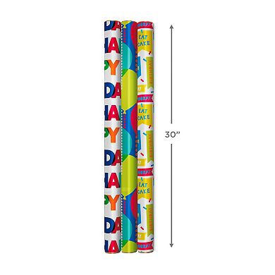 Hallmark Reversible Birthday Wrapping Paper 3-Pack