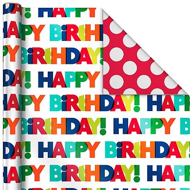 Hallmark Reversible Birthday Wrapping Paper 3-Pack