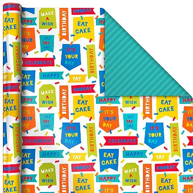 Hallmark Reversible Birthday Wrapping Paper 3-Pack