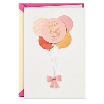 Hallmark Signature Balloon Baby Shower Card for Baby Girl