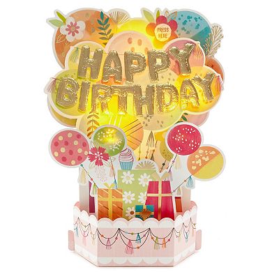 Hallmark Paper Wonder Mylar Balloon Explosion Pop Up Birthday Card with Sound