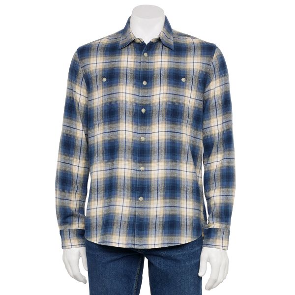 Mens Sonoma Goods For Life® Flannel Button-Down Shirt - Blue Ivory Plaid (L)