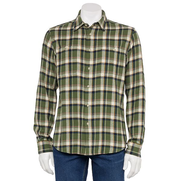Mens Sonoma Goods For Life® Flannel Button-Down Shirt - Pink Pop Olive Plaid (XL)