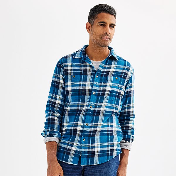 Mens Sonoma Goods For Life® Flannel Button-Down Shirt - Teal Yellow Plaid (XL)