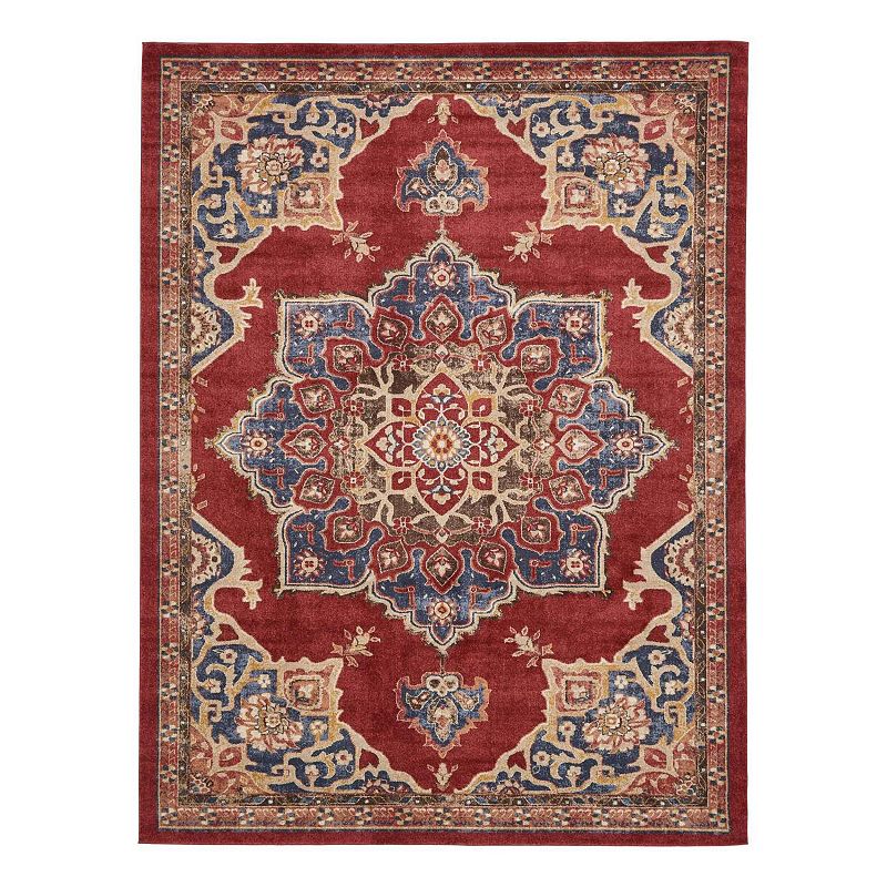 Unique Loom Helios Utopia Rug, Red, 8Ft Rnd