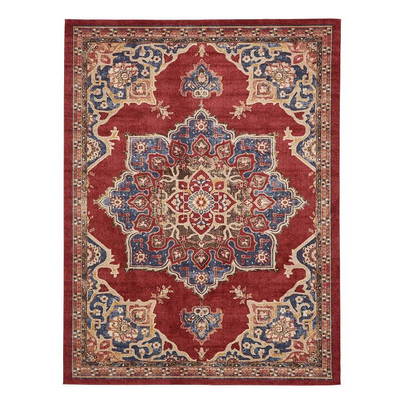 Unique Loom Helios Utopia Rug, Red, 8Ft Rnd