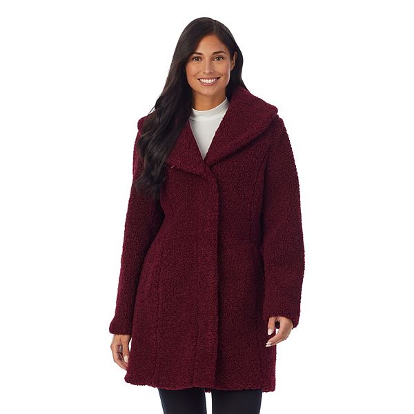 Women s Cuddl Duds Curly Sherpa Shawl Collar Coat