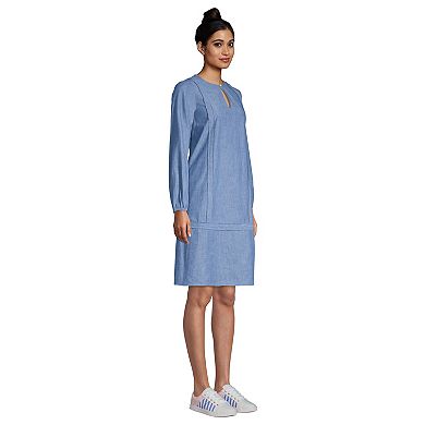 Women's Lands' End Poplin Relaxed Splitneck Dress