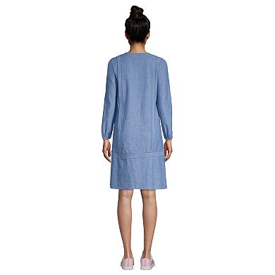 Women's Lands' End Poplin Relaxed Splitneck Dress