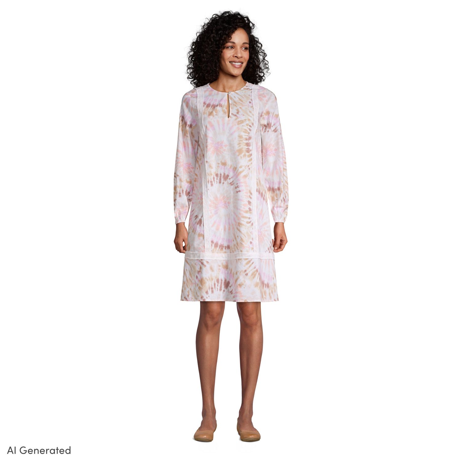 Женские платья Lands' End Poplin Relaxed-Fit Splitneck Dress
