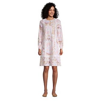Women's Lands' End Poplin Relaxed-Fit Splitneck Dress