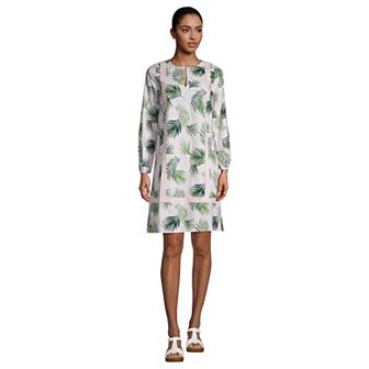 Women's Lands' End Poplin Relaxed-Fit Splitneck Dress